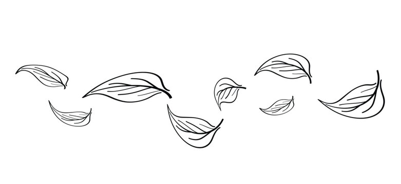 Cartoon falling leaves, by the wind, autumn siskin. Autumn leaves fall on the ground concept. The symbol of letting go, depression, or change, or in other words, something ends so that something else 