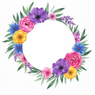 Watercolor Floral Wreath for Elegant Branding and Artisanal Product