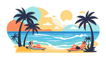 Obraz premium A serene tropical scene evokes relaxation and escape, perfect for travel marketing, vacation promotions, or social media content emphasizing tranquili