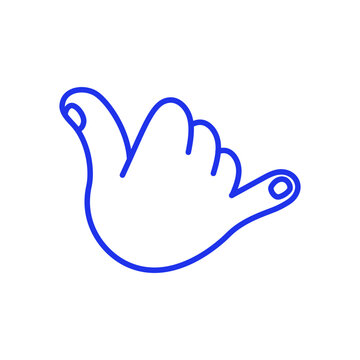 Vector hand drawn gesture, doodle sketchy illustration, hand showing surf sign, shaka hawaiian greeting