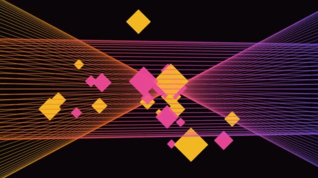 Abstract Diamond Shapes Flowing Through Digital Lines