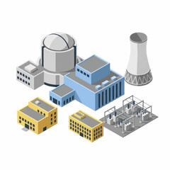Fototapeta premium Nuclear Power Plant Isometric Illustration.