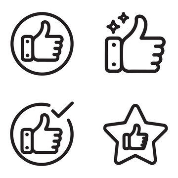 Minimalist Thumbs-Up Line Icon Set for Positive Feedback and Quality UI Design