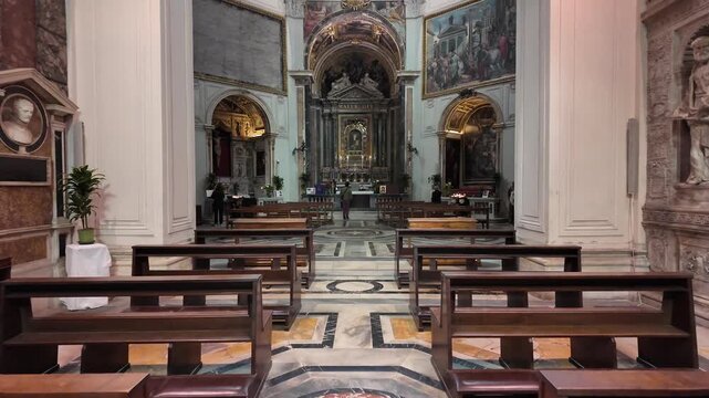 Interior Of Santa Maria Della Pace Church With Raphael Frescoes Rome