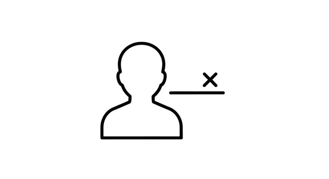 An illustration depicts a person icon with a line and an x mark indicating deletion or removal in a simple graphic design.