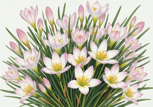 Beautiful Bouquet of Elegant Pink and White Flowers with Green Leaves and Soft Background