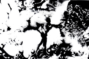 Obraz premium Abstract grunge black ink paint distressed texture rips tears and rust transparent crumpled industrial overlay background