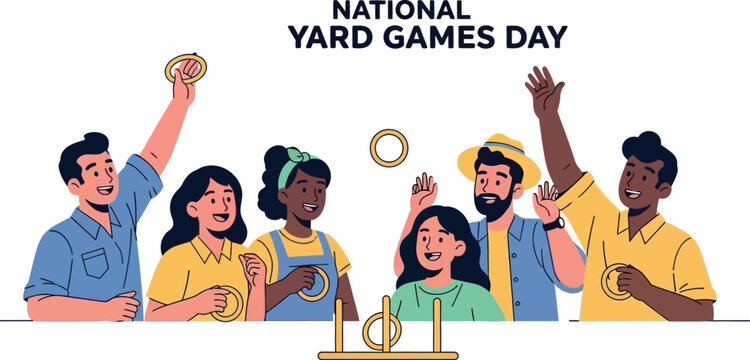 People play yard games on National Yard Games Day outdoors with friends.