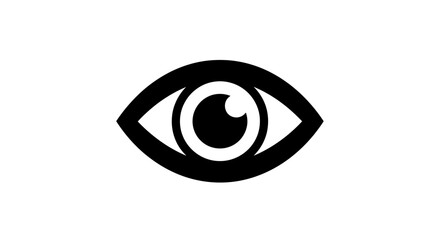 A minimalist black eye icon vector illustration featuring a stylized iris and eyeball design for web vision and optical sight sign elements © Ahmat