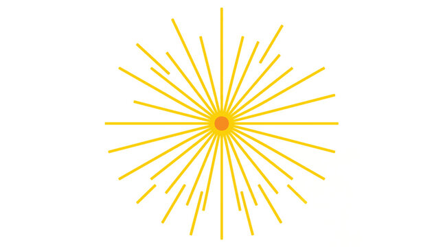 Vibrant yellow sunburst graphic with rays on white background symbolizing energy and optimism