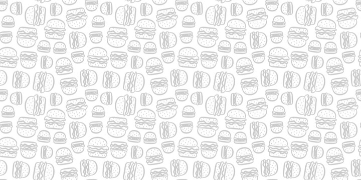 urger pattern background. doodle fast food burger seamless pattern background. Seamless Pattern of a Cheese Burger or Hamburger. hamburger pattern.