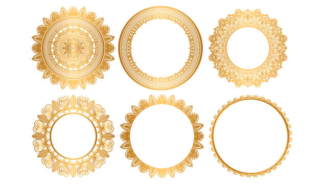 Vintage Ornate Decorative Frames and Mandalas Set. Hand-drawn Collection of Various Labels, Badges, Circles, Ovals, and Rectangles with Geometric and Ethnic Patterns