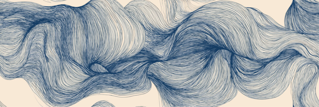 Abstract linear contours creating a dynamic, flowing wave pattern. Abstract flowing wave pattern with linear contours