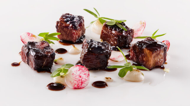 grilled wagyu beef cubes with umami glaze