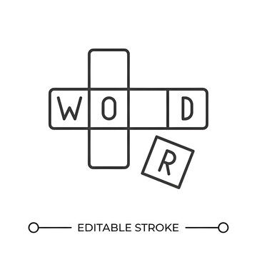 Crossword line icon. Word game consisting of squares grid. Erudition development. Intellectual playing hobby. Isolated vector illustration. Outline symbol. Simple linear drawing. Editable stroke