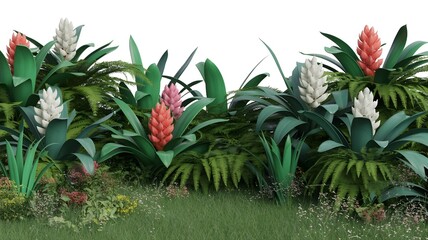 Obraz premium Tropical palm tree leaves on a beach creating a relaxing summer island scene