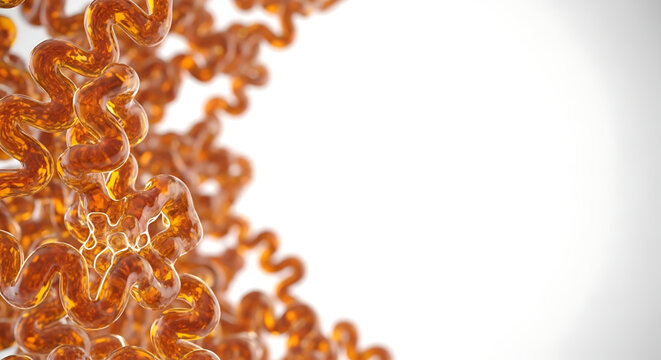 A detailed illustration of a DNA double helix structure in a modern scientific design