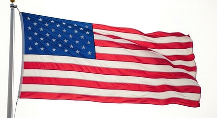 Fototapeta premium Celebrating flag day usa waving american flag on a bright clear day