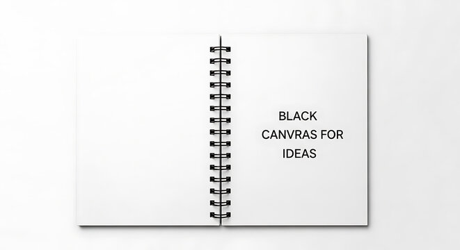 Open blank notebook mockup with text ideal for presentations on transparent background