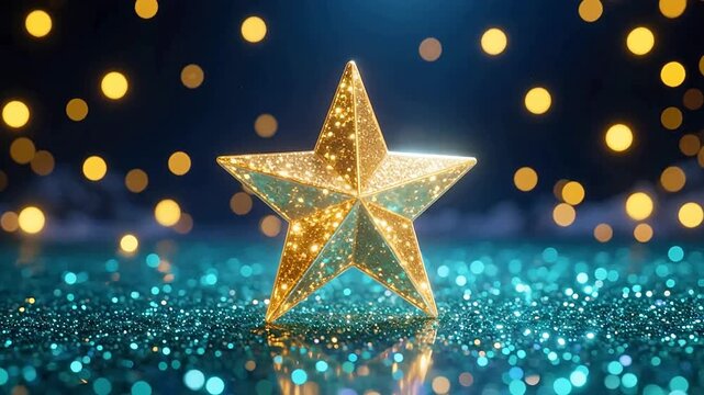 Golden star on blue gradient background