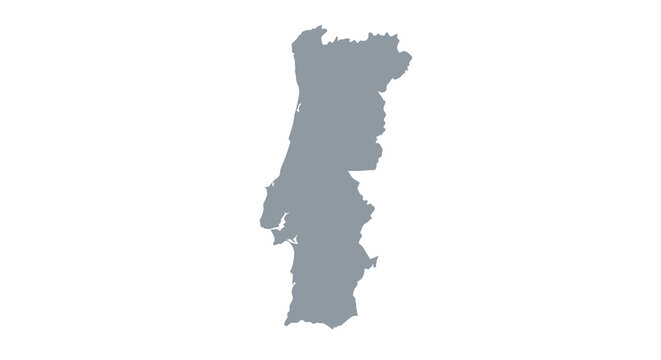 A simplified gray silhouette depicts the geographical shape of portugal highlighting its atlantic coastline high quality professional detailed