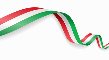 Obraz premium Hungarian flag waving ribbon, symbolizing national pride, ideal for patriotic badges, certificates, or cultural design themes and national holidays. Vector illustration.