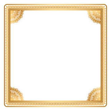 Rectangle golden certificate border pattern line photo frame islamic wedding invitation card with mandala squire frame