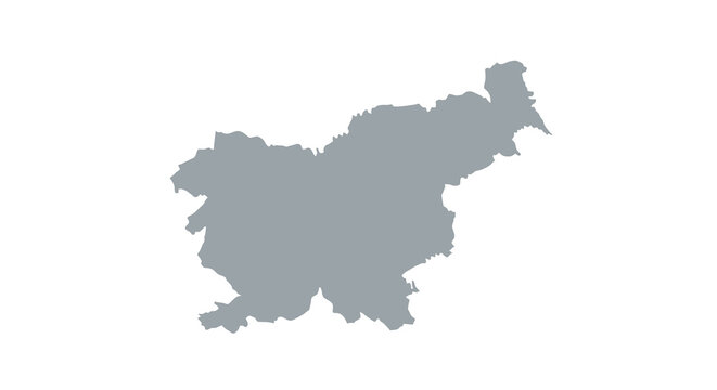 A grayscale silhouette depicts the geographical shape of slovenia a country in central europe high quality professional detailed