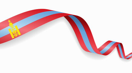 Obraz premium Mongolian flag waving ribbon design for national holidays. Vector illustration.