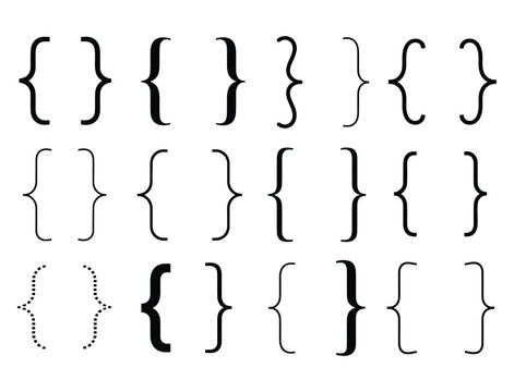 Bracket set collection vector, collection of bracket symbols, modern vector illustration, simple outline icons for programming, development, and typography