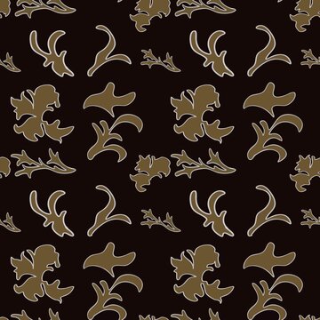 Seamless floral background. Abstract pattern with gold flowers.Black background .Black and gold.