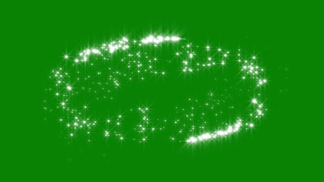 Celebration glitter star sparkles animation with falling fairy dust particles, glowing star light effects, enhanced by smooth shimmering trails to create a magical overlay on green screen loop in 4k