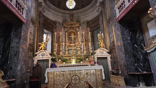 High Altar Architecture Of Santa Maria In Via Church Rome