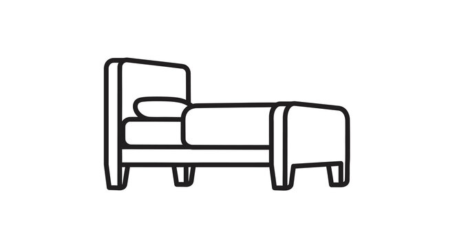 Simple line drawing of a daybed with a rectangular frame
