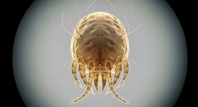 Microscopic view of a copepod in focus against a blurred background
