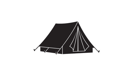 Simple black silhouette of a classic a frame camping tent © MD