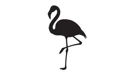 Obraz premium Silhouette of a flamingo standing on one leg against a white background