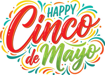 Obraz premium Festive cinco de mayo watercolor illustration with vibrant calligraphy