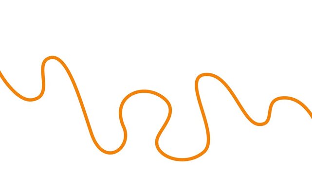 Animated orange tape appear and disappear. Decorative line with smooth. Looped video. Linear vector illustration isolated on white background.