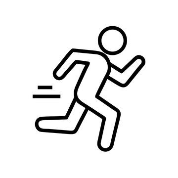 Running person icon silhouette with speed lines showing motion and quick movement.