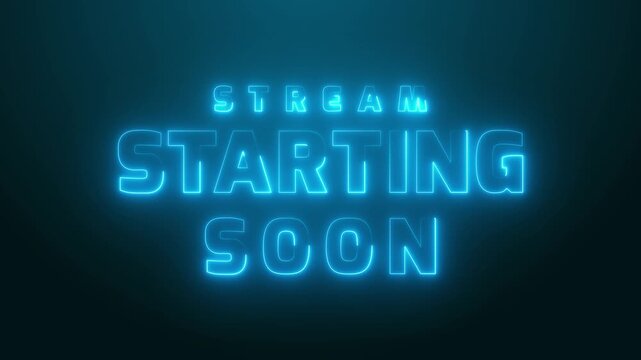 Stream starting soon neon text animation suitable for video live streaming. Motion graphics of document concept