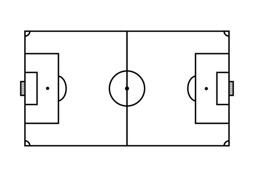 Vista a&eacute;rea de un campo de f&uacute;tbol lineal con contorno negro 