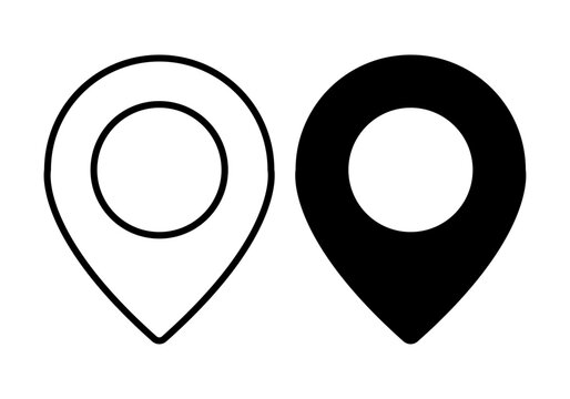 Iconos de marcador de ubicaci&oacute;n en versi&oacute;n lineal y s&oacute;lida