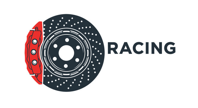 Racing Car Brake Disc and Caliper Emblem.