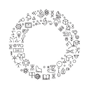 Science and Technology Icons Vector Set &ndash; Hand-Drawn Style, Perfect for educational projects, scientific presentations, infographics, website design, social media content, and creative marketing