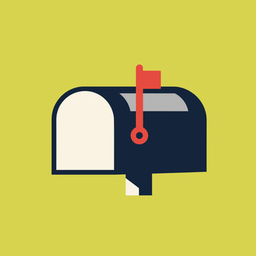 Traditional US Post Mailbox Icon - Minimal Flat Vector Design for Communication and Delivery Concepts