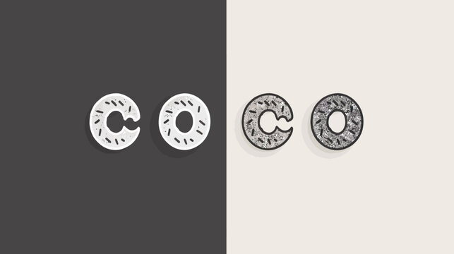 Drawn letter shapes resembling donuts, halved, on split dark and light backgrounds