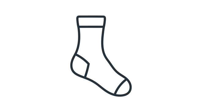Simple outline of a sock viewed at an angle black and white silhouette