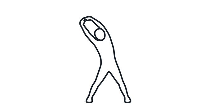 Woman performing a side bend stretch in a minimalist outline silhouette