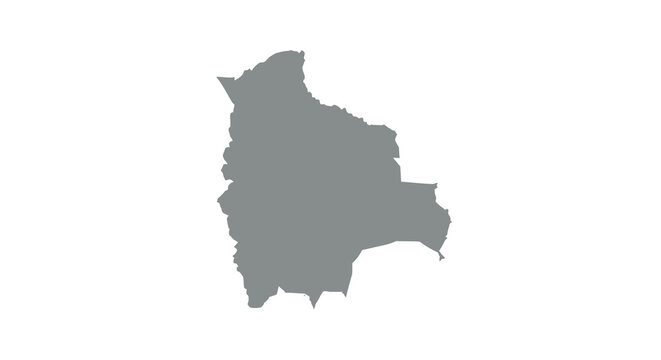 A grayscale silhouette depicts the geographical outline of the south american nation of bolivia high quality professional detailed